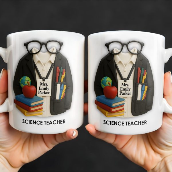 Customizable Coffee Mug Featuring Glasses, Books, Apple, Markers, Lab Coat - Personalized Custom Coffee Mug - GRAD272_MG Customizable Coffee Mug Featuring Glasses, Books, Apple, Markers, Lab Coat - Personalized Custom Coffee Mug - GRAD272_MG