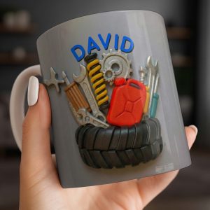 Customizable Mechanic Tools And Tire Design - Personalized Custom Coffee Mug - JBS075_MG