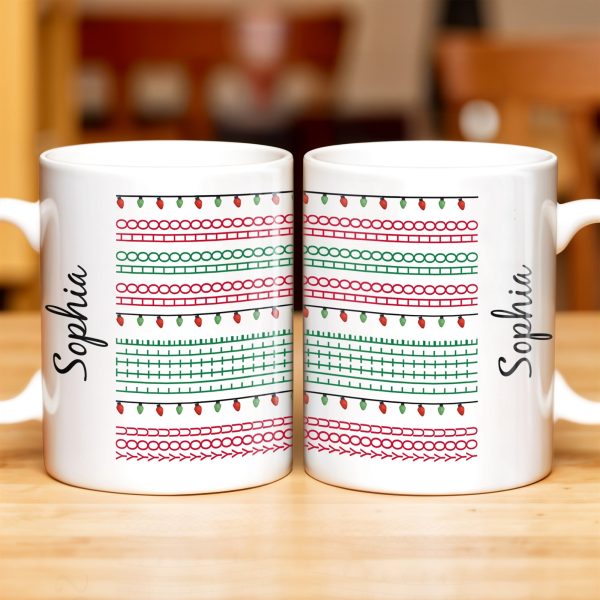 Customizable Name With Festive Light Strings - Personalized Custom Coffee Mug - XMAS155_MG