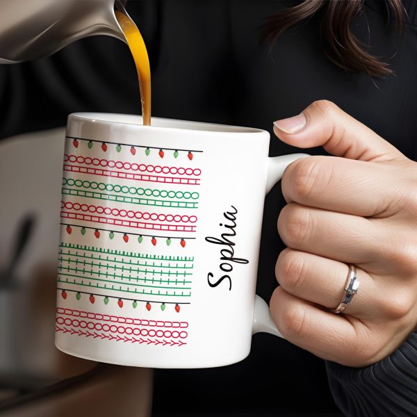 Customizable Name With Festive Light Strings - Personalized Custom Coffee Mug - XMAS155_MG