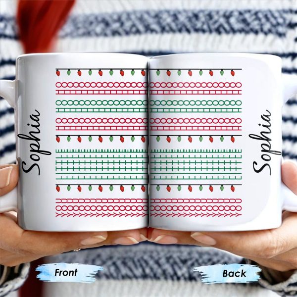 Customizable Name With Festive Light Strings - Personalized Custom Coffee Mug - XMAS155_MG