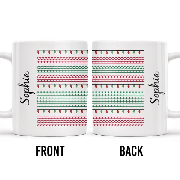 Customizable Name With Festive Light Strings - Personalized Custom Coffee Mug - XMAS155_MG