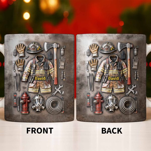 Customize This Mug With Your Firefighter's Name And Gear - Personalized Custom Coffee Mug - FIF047_MG Customize This Mug With Your Firefighter's Name And Gear - Personalized Custom Coffee Mug - FIF047_MG
