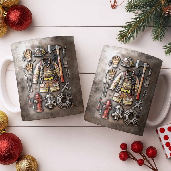 Customize This Mug With Your Firefighter's Name And Gear - Personalized Custom Coffee Mug - FIF047_MG Customize This Mug With Your Firefighter's Name And Gear - Personalized Custom Coffee Mug - FIF047_MG