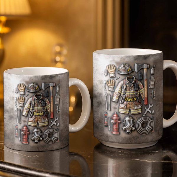 Customize This Mug With Your Firefighter's Name And Gear - Personalized Custom Coffee Mug - FIF047_MG Customize This Mug With Your Firefighter's Name And Gear - Personalized Custom Coffee Mug - FIF047_MG