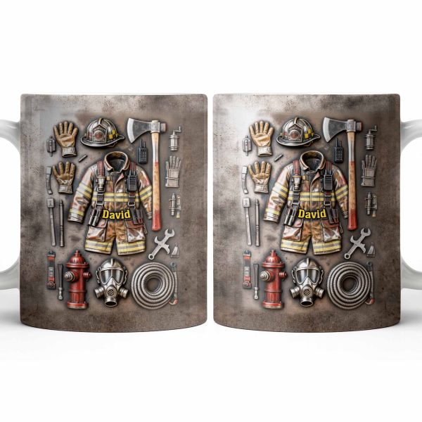 Customize This Mug With Your Firefighter's Name And Gear - Personalized Custom Coffee Mug - FIF047_MG Customize This Mug With Your Firefighter's Name And Gear - Personalized Custom Coffee Mug - FIF047_MG
