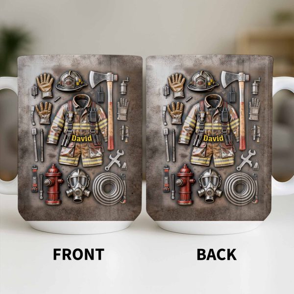 Customize This Mug With Your Firefighter's Name And Gear - Personalized Custom Coffee Mug - FIF047_MG Customize This Mug With Your Firefighter's Name And Gear - Personalized Custom Coffee Mug - FIF047_MG