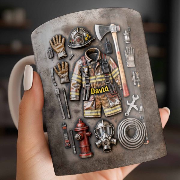 Customize This Mug With Your Firefighter's Name And Gear - Personalized Custom Coffee Mug - FIF047_MG Customize This Mug With Your Firefighter's Name And Gear - Personalized Custom Coffee Mug - FIF047_MG