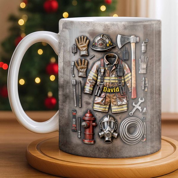 Customize This Mug With Your Firefighter's Name And Gear - Personalized Custom Coffee Mug - FIF047_MG Customize This Mug With Your Firefighter's Name And Gear - Personalized Custom Coffee Mug - FIF047_MG