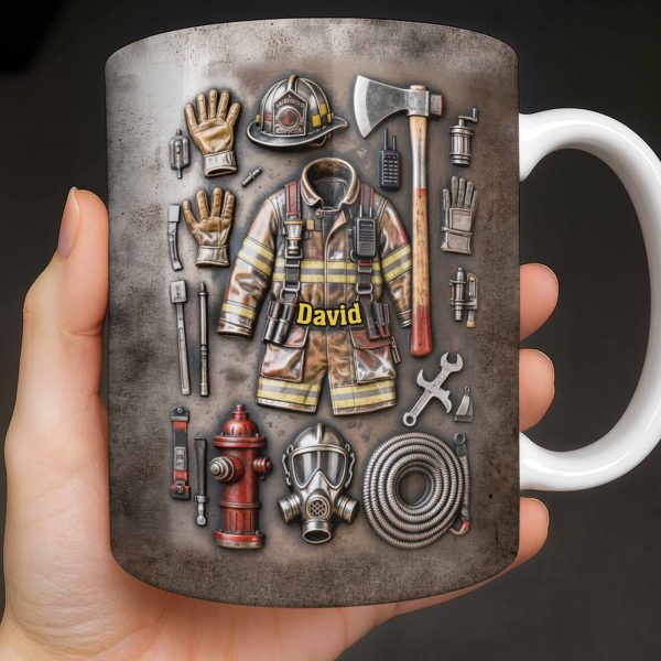 Customize This Mug With Your Firefighter's Name And Gear - Personalized Custom Coffee Mug - FIF047_MG Customize This Mug With Your Firefighter's Name And Gear - Personalized Custom Coffee Mug - FIF047_MG