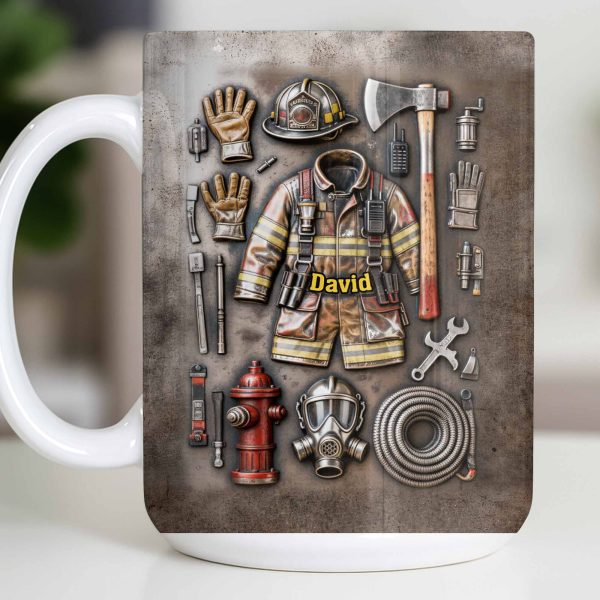 Customize This Mug With Your Firefighter's Name And Gear - Personalized Custom Coffee Mug - FIF047_MG Customize This Mug With Your Firefighter's Name And Gear - Personalized Custom Coffee Mug - FIF047_MG