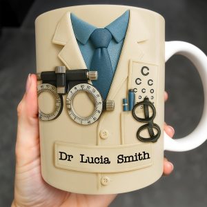 Customized Eye Specialist Mug With Lab Coat and Optometry Tools - Personalized Custom Coffee Mug - DOC013_MG