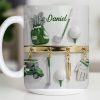 Customized Name, Golf Bag, Clubs, Balls, And Cart - Personalized Custom Coffee Mug - GOLF015_MG Customized Name, Golf Bag, Clubs, Balls, And Cart - Personalized Custom Coffee Mug - GOLF015_MG