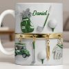Customized Name, Golf Bag, Clubs, Balls, And Cart - Personalized Custom Coffee Mug - GOLF015_MG Customized Name, Golf Bag, Clubs, Balls, And Cart - Personalized Custom Coffee Mug - GOLF015_MG