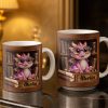 Cute Baby Dragon With Glasses, Books And Scrolls Wooden Bookshelf - Personalized Custom Coffee Mug - BLV093_MG