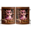 Cute Baby Dragon With Glasses, Books And Scrolls Wooden Bookshelf - Personalized Custom Coffee Mug - BLV093_MG