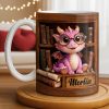 Cute Baby Dragon With Glasses, Books And Scrolls Wooden Bookshelf - Personalized Custom Coffee Mug - BLV093_MG