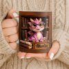 Cute Baby Dragon With Glasses, Books And Scrolls Wooden Bookshelf - Personalized Custom Coffee Mug - BLV093_MG