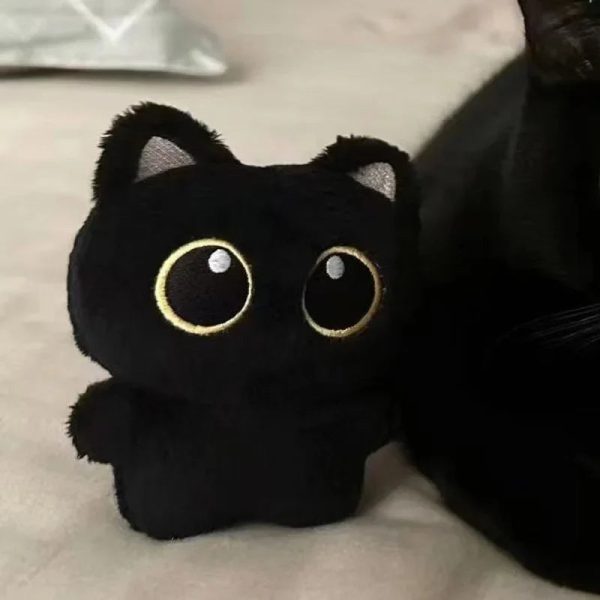 Cute Black Cat Plush Doll 10cm Small Pendant Soft Toy for Kids