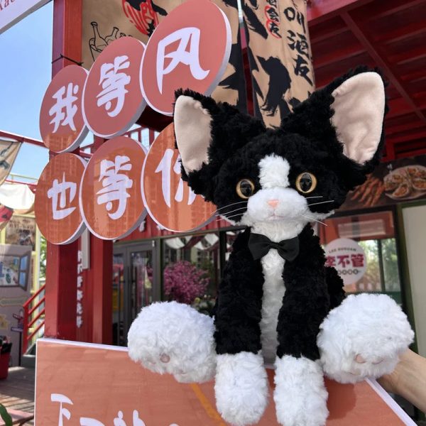 Cute Black Cat Plush Toy - Soft Throw Pillow & Long Hair Doll for Kids