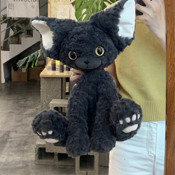 Cute Black Cat Plush Toy - Soft Throw Pillow & Long Hair Doll for Kids