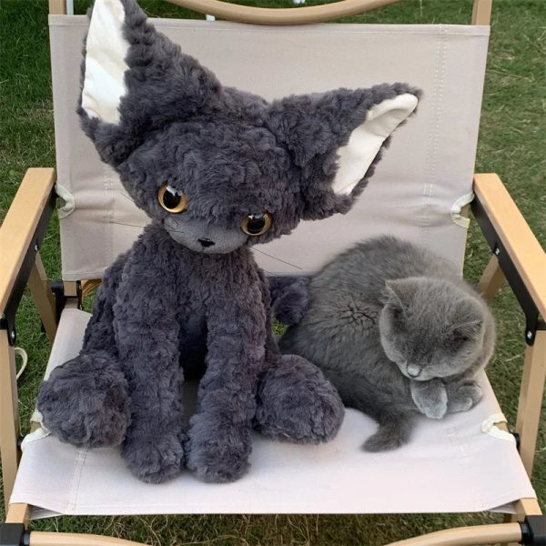 Cute Black Cat Plush Toy - Soft Throw Pillow & Long Hair Doll for Kids