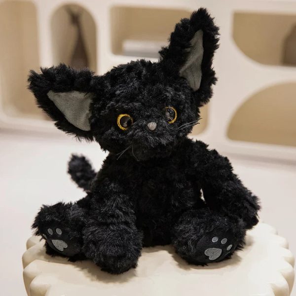 Cute Black Cat Plush Toy - Soft Throw Pillow & Long Hair Doll for Kids