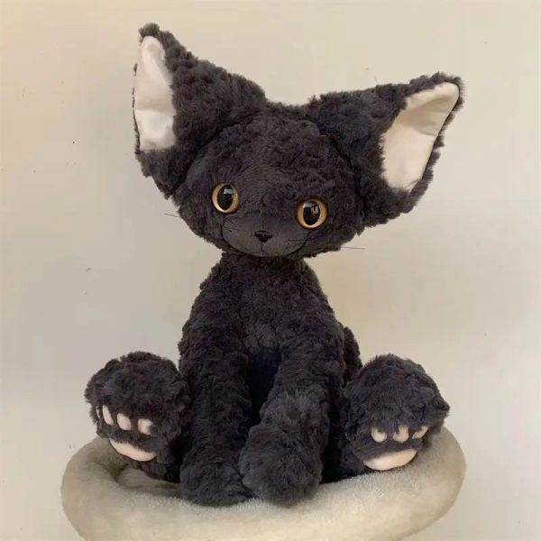 Cute Black Cat Plush Toy - Soft Throw Pillow & Long Hair Doll for Kids