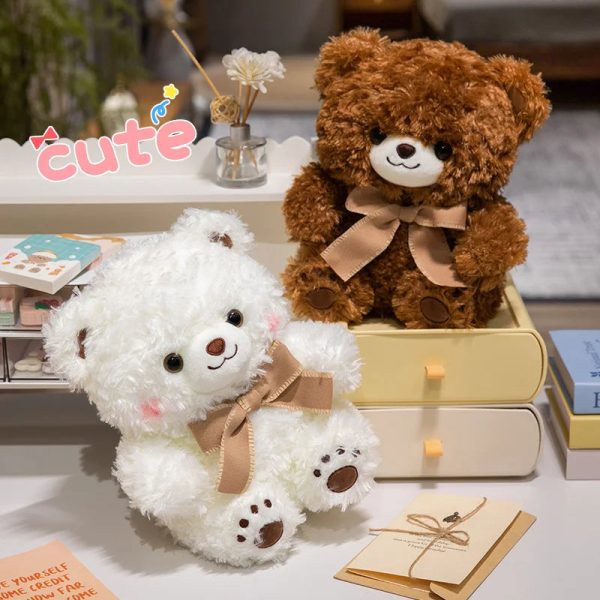 Cute Bowknot Bear Plush Toy - Soft Teddy Pillow for Love & Comfort