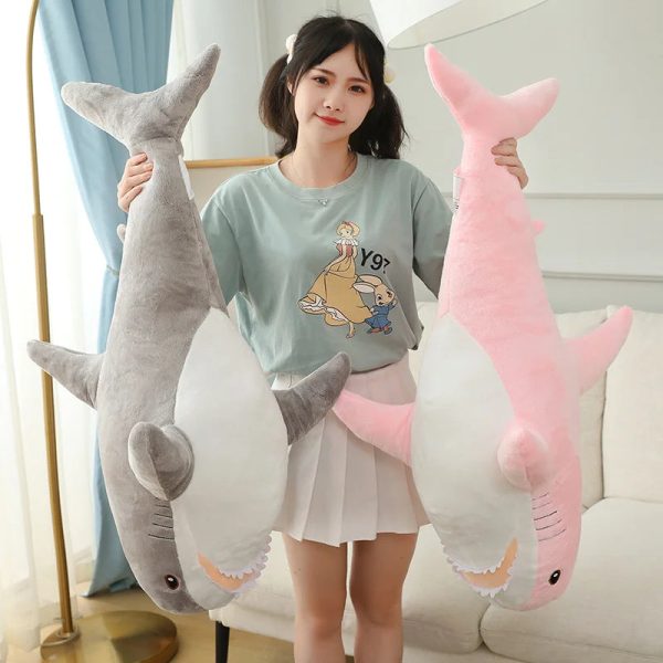 Cute Cartoon Giant Shark Whale Plush Pillow - Cozy Home Decor for Kids