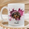 Cute Cartoon Peeking Dog Personalized 3D Effect Mug, Gift for Dog Mom, Dog Dad