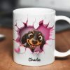 Cute Cartoon Peeking Dog Personalized 3D Effect Mug, Gift for Dog Mom, Dog Dad