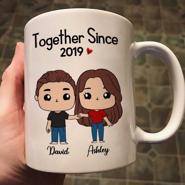 Cute Chibi Couple Together Gift For Him For Her Personalized Mug