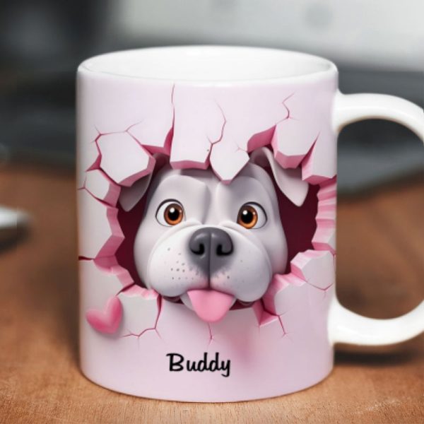 Cute Dog 3D Effect Personalized Mug, Mother's Day, Birthday Gift for Dog Moms