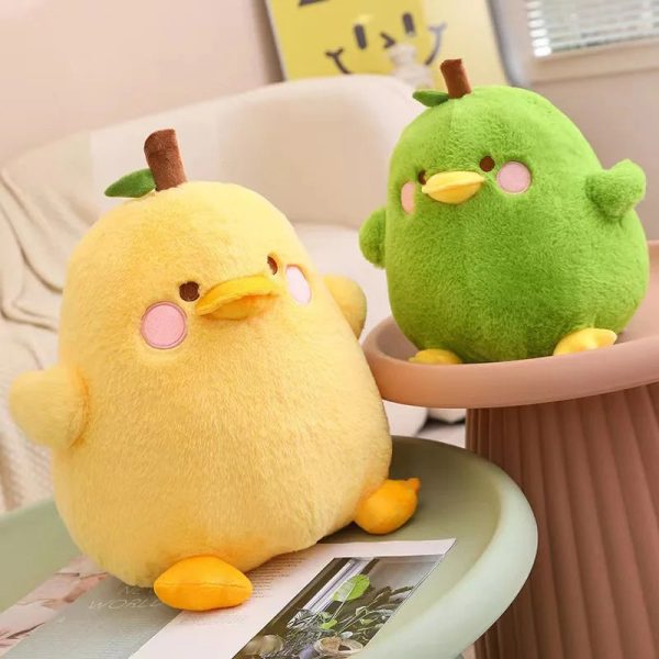 Cute Duck & Pear Plush Toy: 2-in-1 Pillow for Kids' Fun!