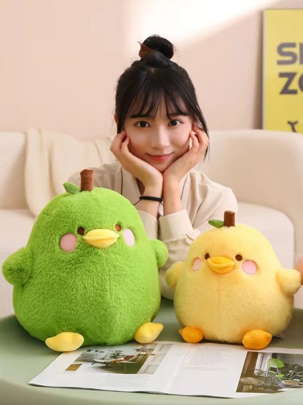 Cute Duck & Pear Plush Toy: 2-in-1 Pillow for Kids' Fun!