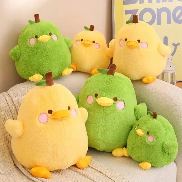 Cute Duck & Pear Plush Toy: 2-in-1 Pillow for Kids' Fun!