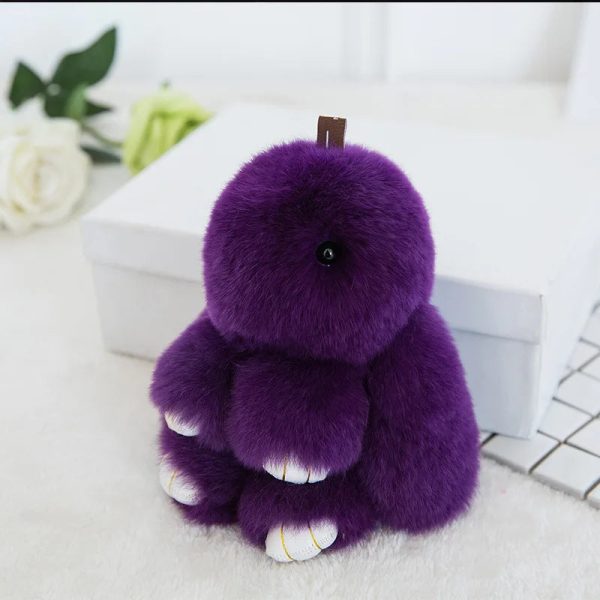 Cute Fluffy Rex Rabbit Fur Keychain