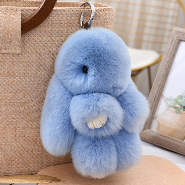 Cute Fluffy Rex Rabbit Fur Keychain