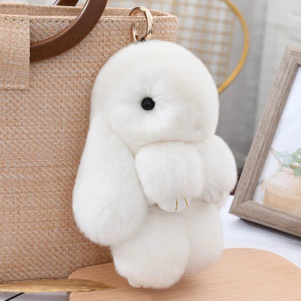 Cute Fluffy Rex Rabbit Fur Keychain