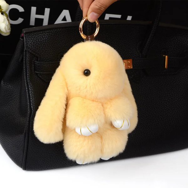 Cute Fluffy Rex Rabbit Fur Keychain