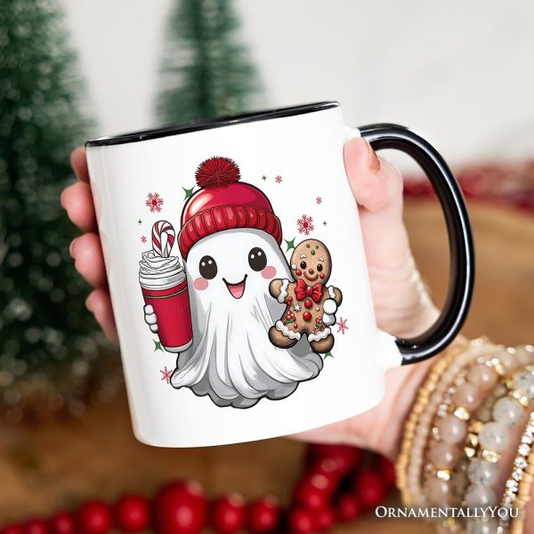 Cute Ghost Christmas Personalized Mug, Adorable Gingerbread and Cocoa Holiday Gift with Custom Name Cute Ghost Christmas Personalized Mug, Adorable Gingerbread and Cocoa Holiday Gift with Custom Name
