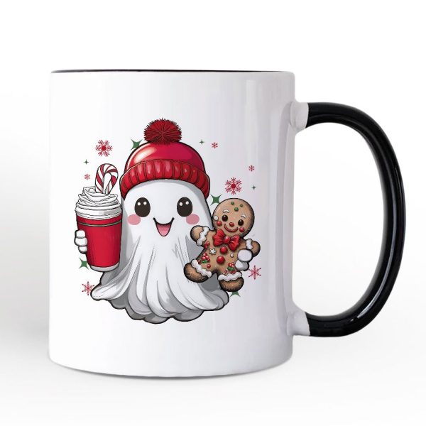 Cute Ghost Christmas Personalized Mug, Adorable Gingerbread and Cocoa Holiday Gift with Custom Name Cute Ghost Christmas Personalized Mug, Adorable Gingerbread and Cocoa Holiday Gift with Custom Name