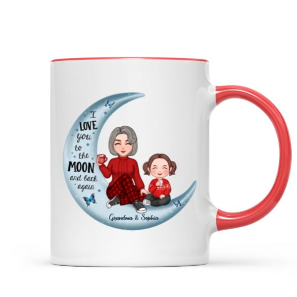 Cute Grandma & Grandkid On Moon Christmas Gift Personalized Mug
