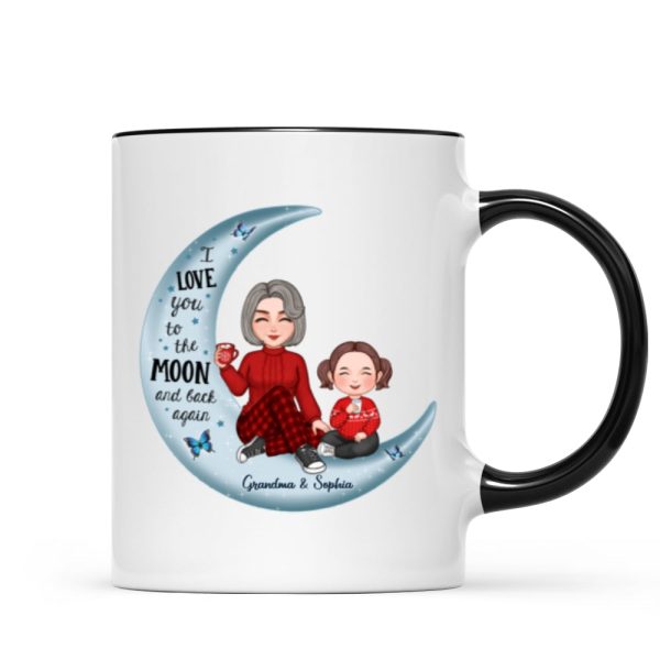 Cute Grandma & Grandkid On Moon Christmas Gift Personalized Mug