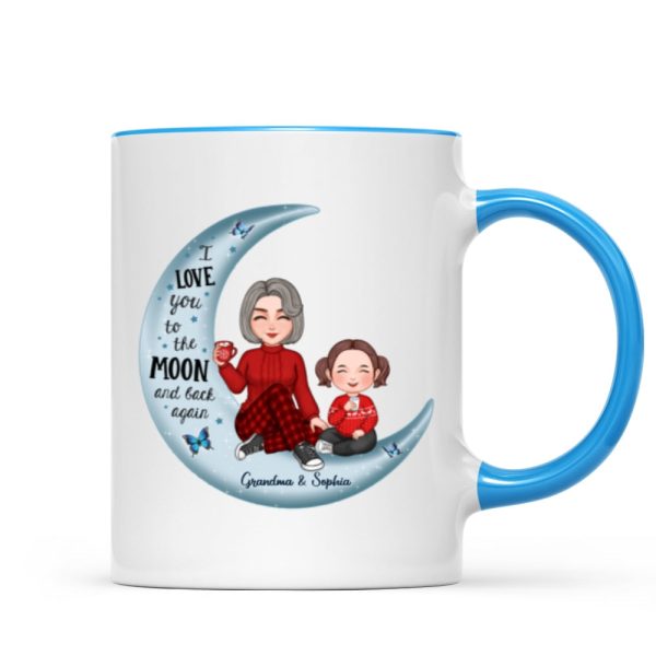 Cute Grandma & Grandkid On Moon Christmas Gift Personalized Mug