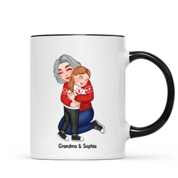 Cute Grandma Hugging GrandKid Christmas Gift For Granddaughter Grandson Personalized Mug
