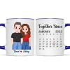 Cute Illustration Couple Calendar Anniversary Date Gift For Him For Her Personalized Mug