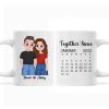 Cute Illustration Couple Calendar Anniversary Date Gift For Him For Her Personalized Mug