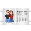 Cute Illustration Couple Calendar Anniversary Date Gift For Him For Her Personalized Mug